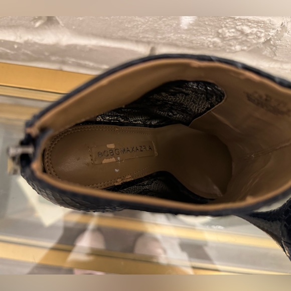 BCBGMaxAzria Vera Cuoio Leather Navy Leather Snakeskin Print/Lace Bootie… - Picture 6 of 11